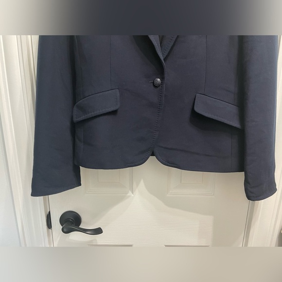 Talbots Navy Blue Blazer Jacket w/ Crest Preppy Equestrian Size 12 Kate Fit - Picture 2 of 14